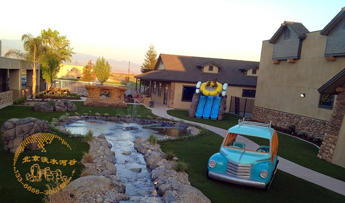 水泥直塑仿真假山裝飾兒童樂(lè)園滑梯－美觀實(shí)用相結(jié)合