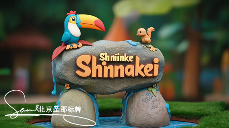 湖南仿佛童話中走出來的水泥仿木標(biāo)識(shí)牌可以直接拍電影了